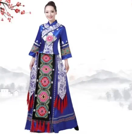 Red Chinese Traditional Miao Dance Costumes For Adults Minority Clothing Festival Stage Performance