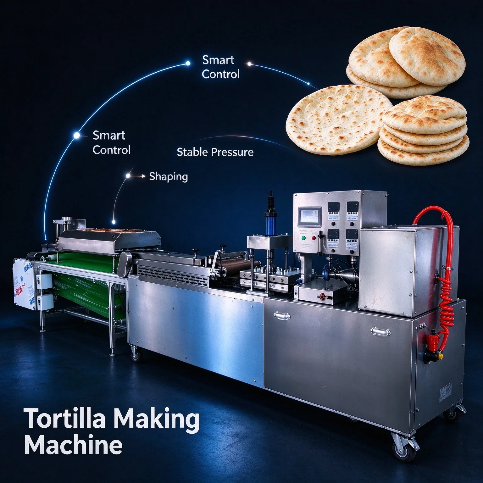 FL Tortilla Making Machine Continuous Forming Flatbread Line for Roti and Greek Flatbread Custom