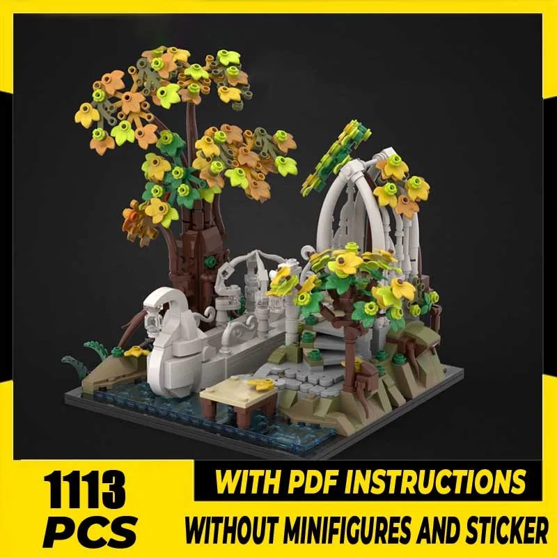 

Модель волшебных колец Moc, строительные блоки, модель прощательного эльфона, сборка «сделай сам», знаменитая сцена, строительная игрушка, набор на день рождения, подарки