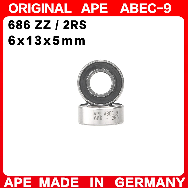 10-100PCS Germany ABEC-9 Bearing 686 ZZ 2RS 6x13x5 mm 686-2RS 686RS 686ZZ Z  RS LB LU - 2Z Miniature Precision Ball Bearings