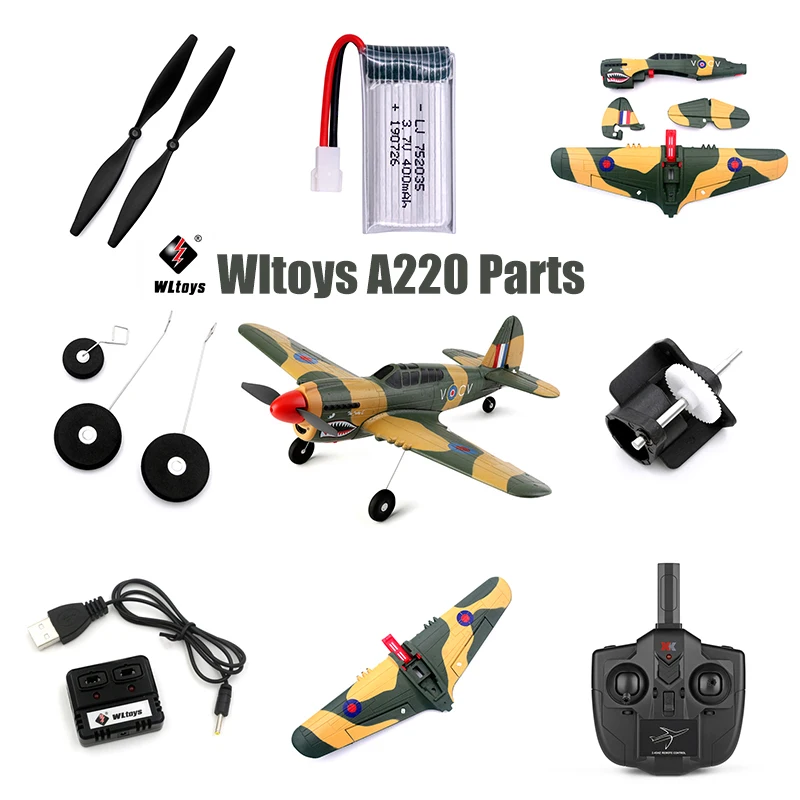 WLtoys XK A220 P40 RC Glider Spare Parts Remote Control  Propeller Motor Main Board Steering Gear Fan Blade Frame