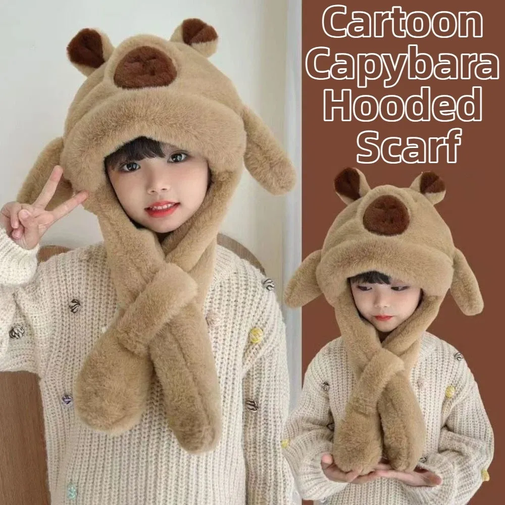 

Creative Ear Protection Hat Movable Ears Funny Winter Warm Hat Windproof Cute Capybara Children's Pullover Cap Cold Weather