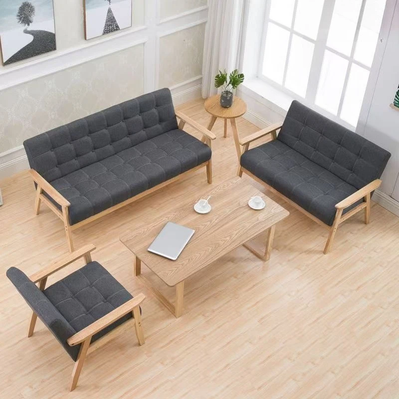 مقهى الأعمال الاستقبال أريكة اجتماع الزوار منطقة الراحة مكتب أريكة صغيرة أريكة مكتب خشبية بسيطة #4