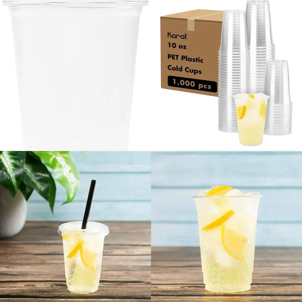 

10 oz Clear Plastic Cold Cups, Disposable for Iced Drinks, Smoothies, Coffee, 78mm (C-KC10)