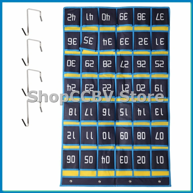 42 Numbered Pockets Chart Cell Phone Hanging Organizer Hanging Storage Bag for Classroom Calculator Mobile Phone Holders-A50M