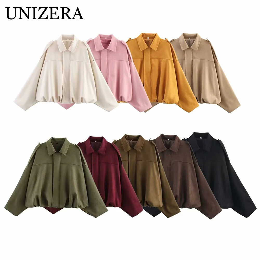 

Autumn new women's clothing European and American style design sense pilot jacket loose suede texture jacket