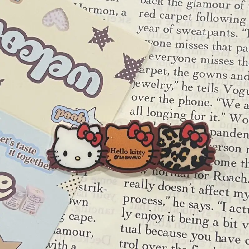 Sanrio hello kitty clipe de bico de pato grampo de cabelo dos desenhos animados kitty gato café leopardo padrão franja lateral grampo de cabelo acessórios de cabelo