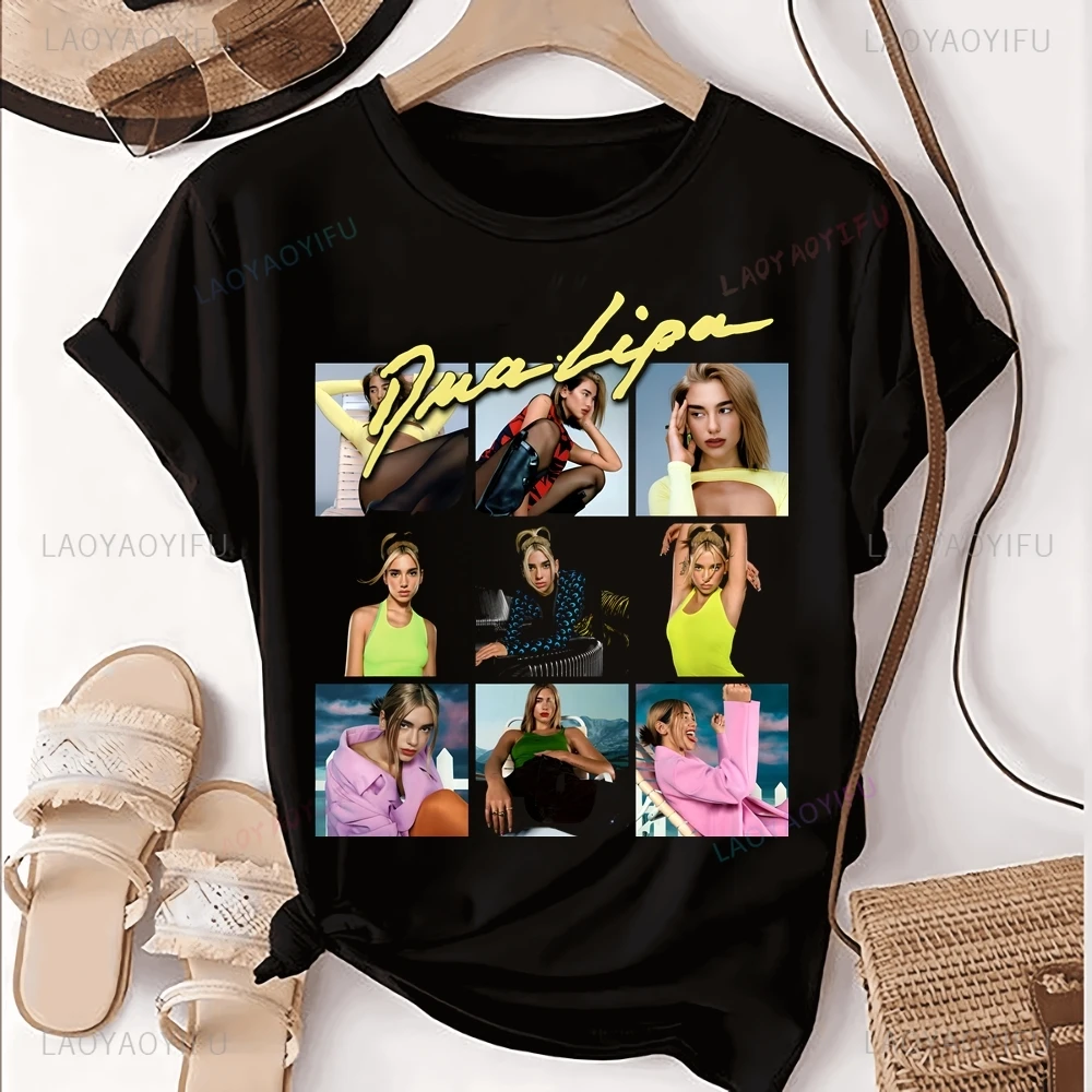 Casual British Singer DUA LIPA Printed T-shirt Top DUA LIPA Trend Harajuku Short Sleeve Unisex Shirt Graphic Oversized T-shirt