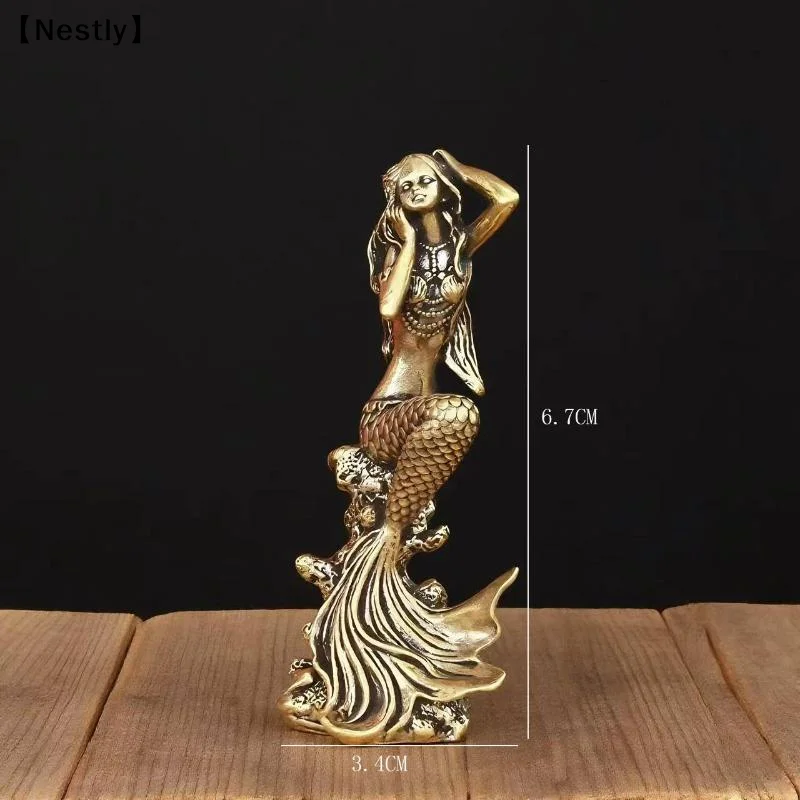 Mini Brass Mermaid Figurine Fairy Tale Character Mermaid Princess Statue Creative Home Decoration For Girl Rooms Surprise〔Nest〕 view 6