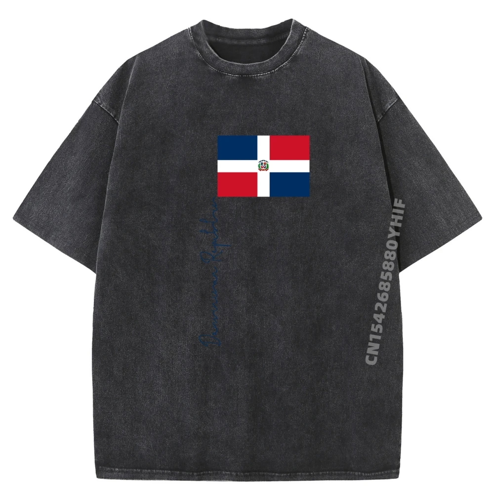 

Newest Washed Shirt Dominican Republic Flag Navy Pole Signature Mens Designer Clothes Male Tshirts Graphic T Shirts