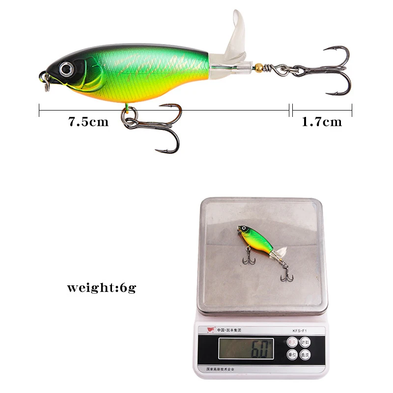 YUCONG Floating Whopper Plopper 7.5cm-6g Topwater Fishing Lure Rotating Casting Swimbait Hard Popper Wobbler lurre Pesca Isca view 4