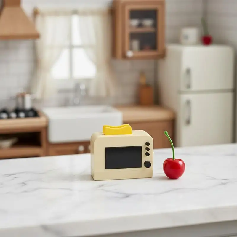 1 Set Simulation Miniature Bread Model Toy 1:12 Dollhouse Mini Bread Machine Home Toaster Family Toys Doll Accessories