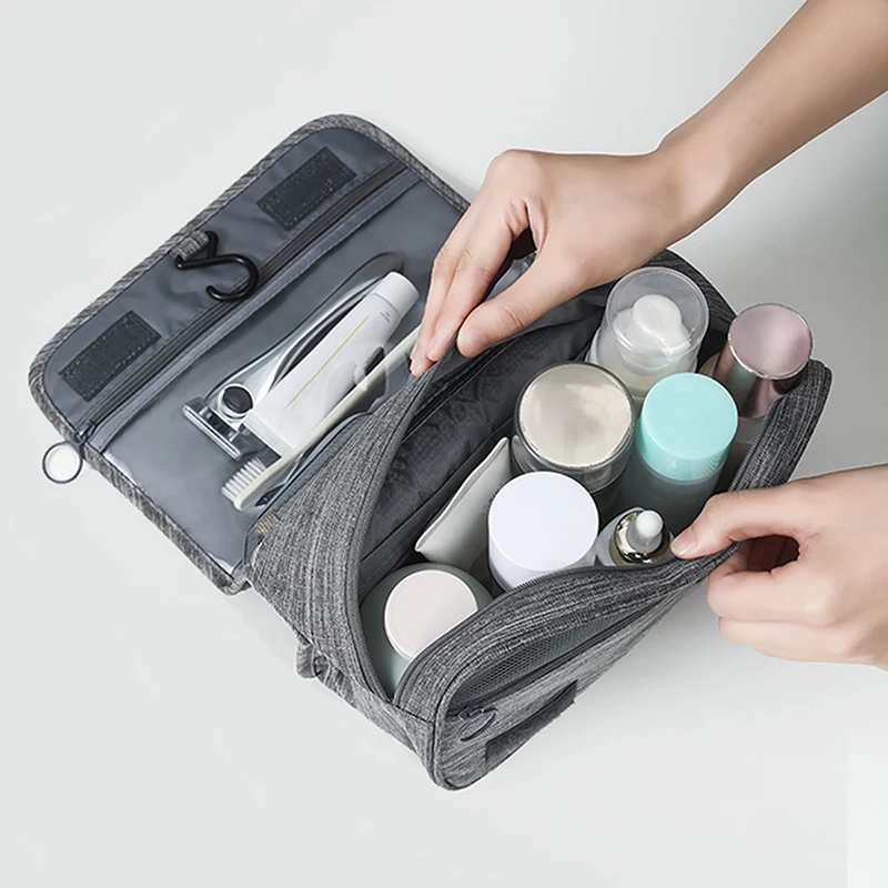 Sac de rangement portable en tissu Oxford pour hommes et femmes, sac à cosmétiques étanche pour les produits de toilette, les poudres lavantes pour les voyages