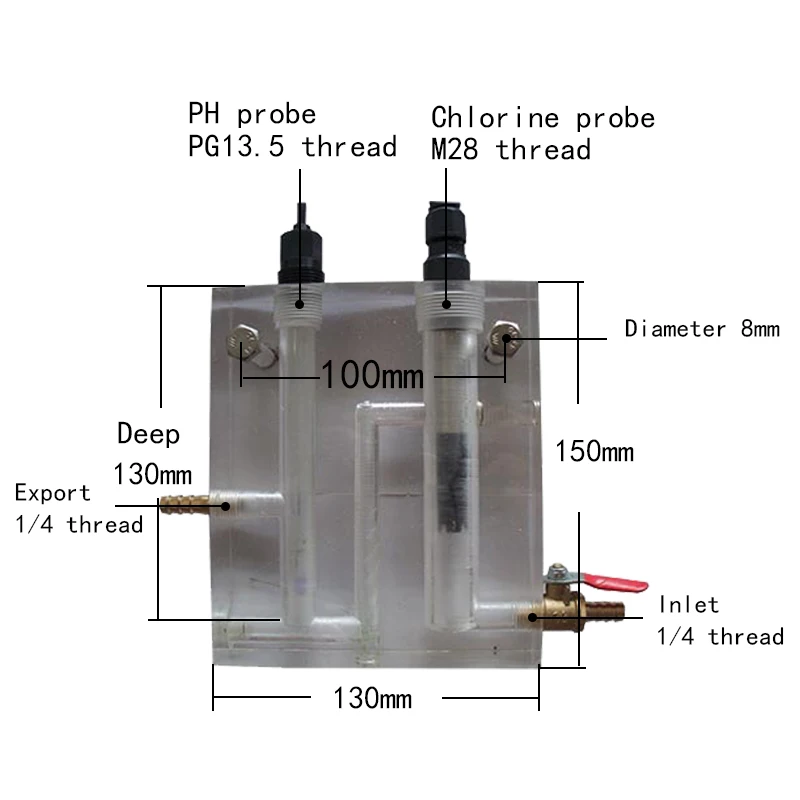 

Acrylic Accessories Flow Chamber Flow Cell For Electrode Installation