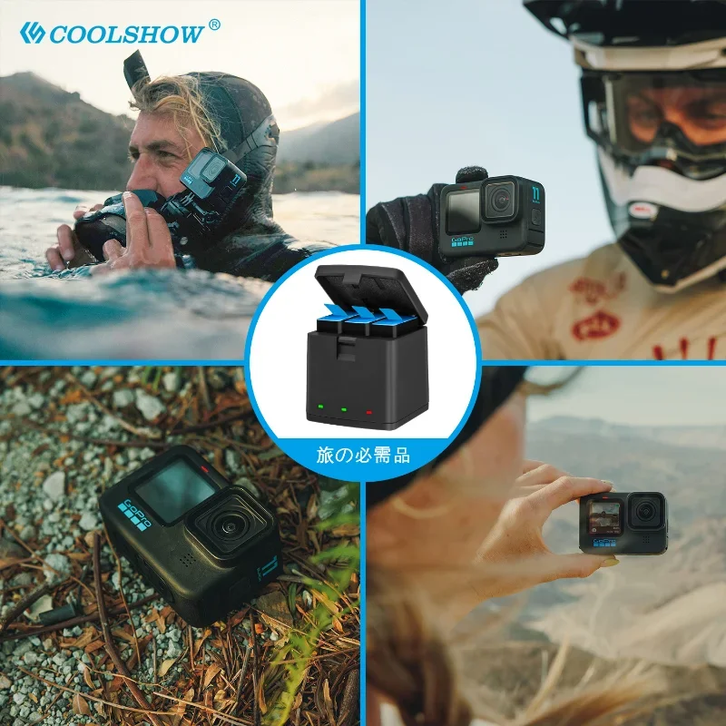 COOLSHOW Аккумулятор  для Gopro Hero 11, 10, 9, черный, 1800 мАч, для камеры go pro hero 11, hero 10, hero 9, аккумуляторы, зарядное устройство, аксессуары