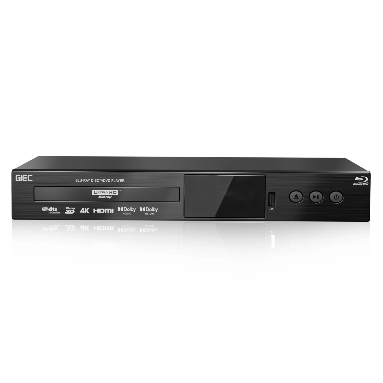 GIEC G5300 4KUHD Blu ray Player DVD/VCD/CD Player Supports Dolby Vision Dolby Panoramic Sound USB Play Hard Drive Play