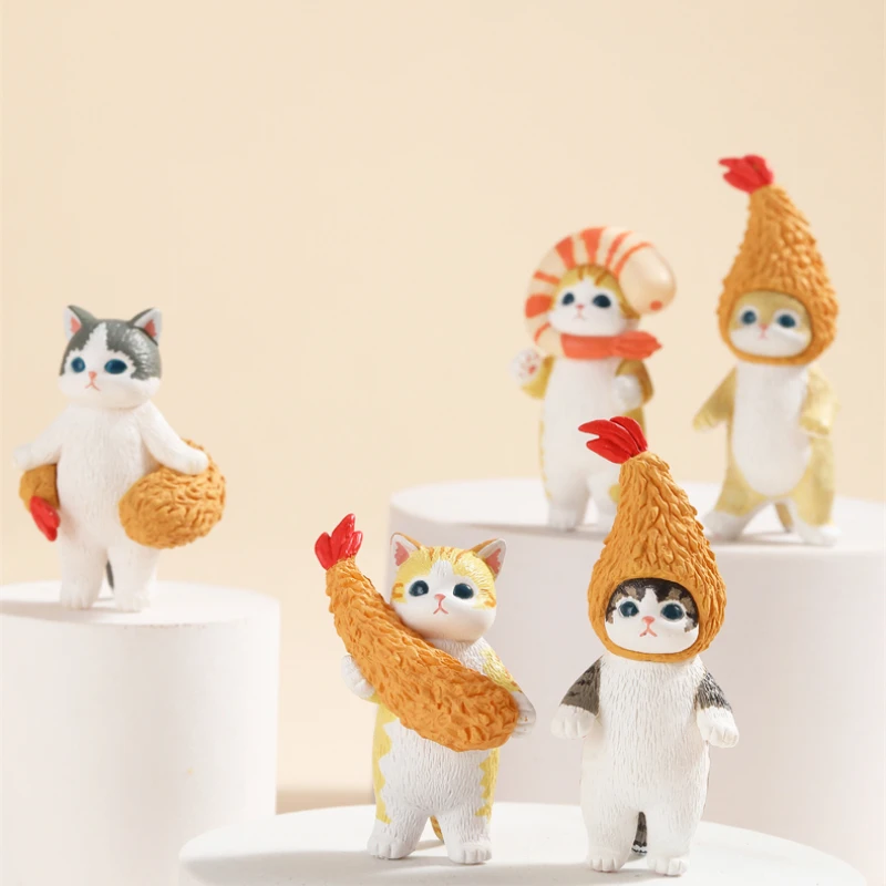 ญี่ปุ่น KITAN CLUB Gashapon ของเล่นแคปซูล MOFUSAND แมวน่ารัก Kawaii ทอดกุ้งชิปชุดอาหาร Action Figures ของเล่น