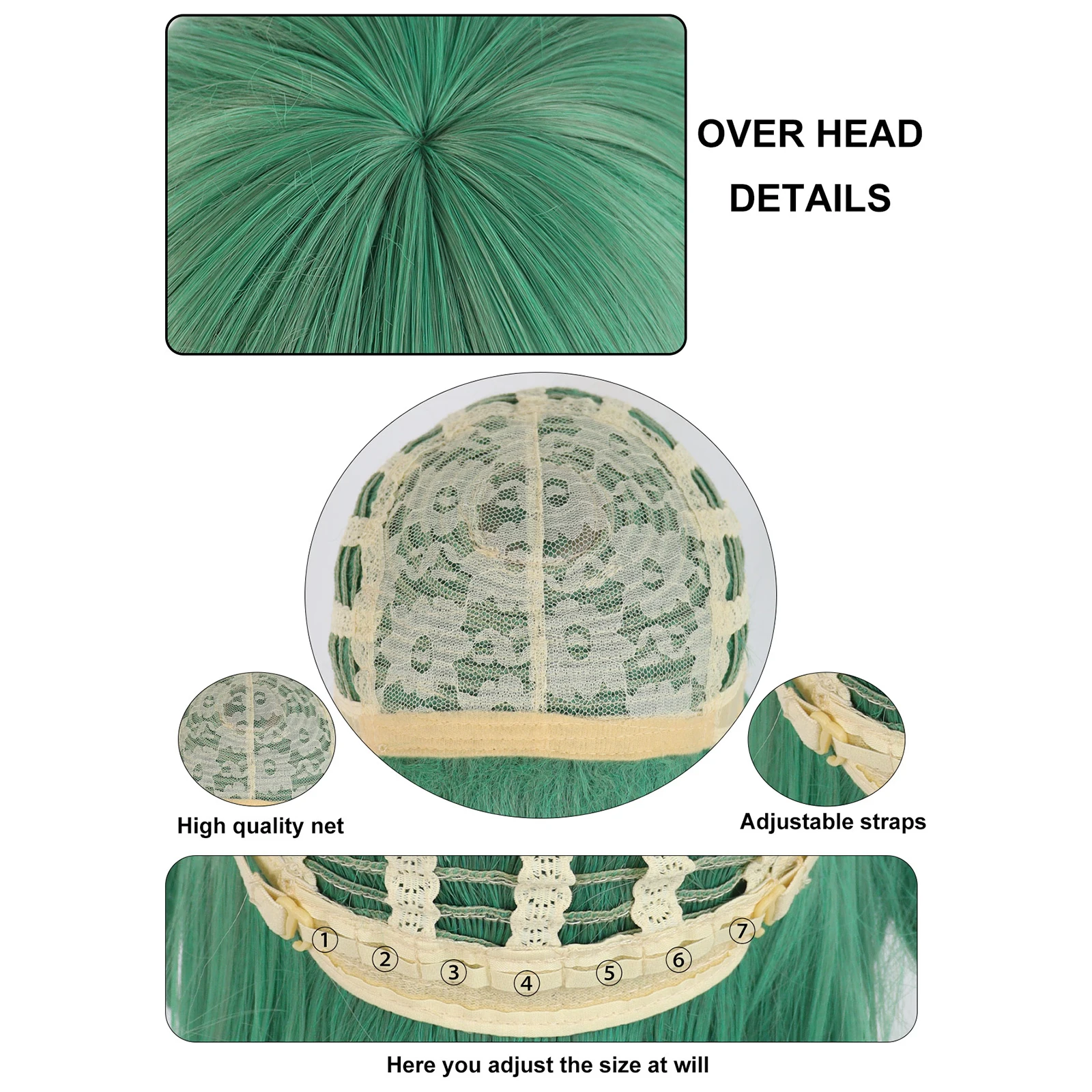 18Inch Synthetic Hair Medium Length Straight Green Ezreal Cosplay Wig Anime Halloween Carnival Comic Exhibition Cosplay Hair