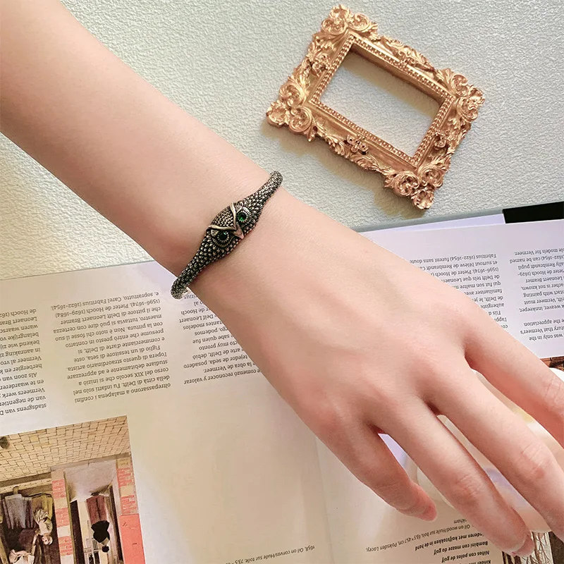 925 Sterling Silver Bracelets for Women Men String Accessories Trend Vintage Owl CZ Shape Pendant Party Jewelry Gift
