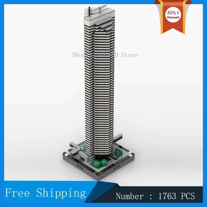 Fulbright Tower MOC City Building Block Building 1/2 Scale Model Street View Toy Collection Gift