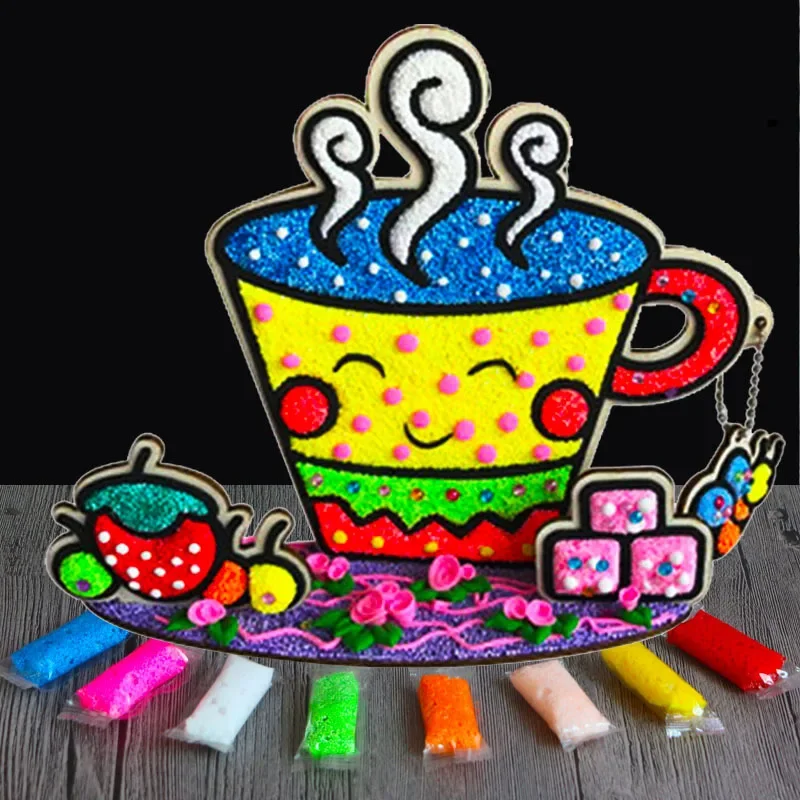 Kit d'art de boue de neige en argile perlée 3D pour enfants, ensemble de peinture sur planche de bois écologique, artisanat éducatif de bricolage