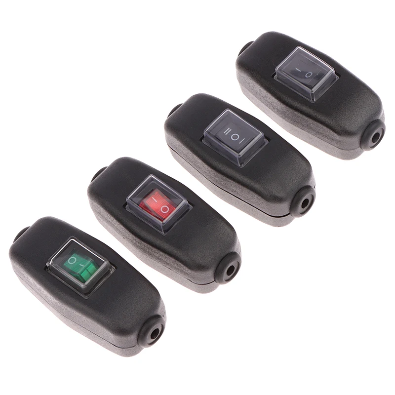 1pcs Inline Cable Cord Rocker Switch Waterproof IP65 Dustproof Max AC100~250V 6A On/Off LED Indicator