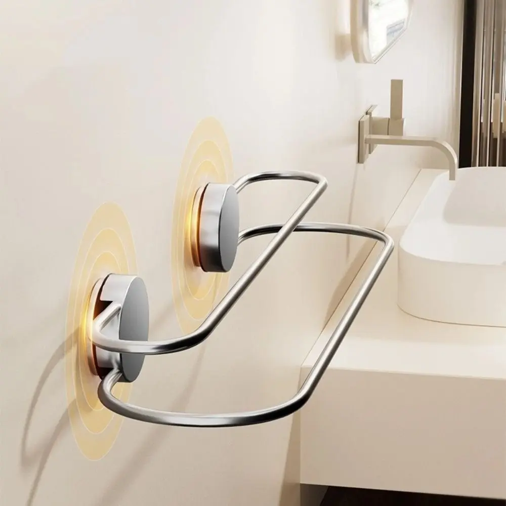 

Wall Mounted Suction Cup Towel Rack Rustproof Corrosion-Resistant Bathroom Storage Rack No Punching Space Saving