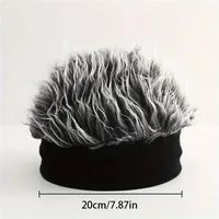 Men&apos Hip-Hop Faux Hair Beanie Hat - Black Knit-Style Skull Cap with -Like Synthetic Hair, Wig-like Accessory for Casual Wear 6