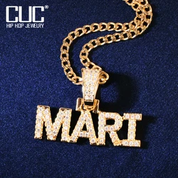 CUC Custom Small Letter Name Pendant Chain For Women Men Iced Out Zircon Hiphop Necklace Customized Jewelry Gift