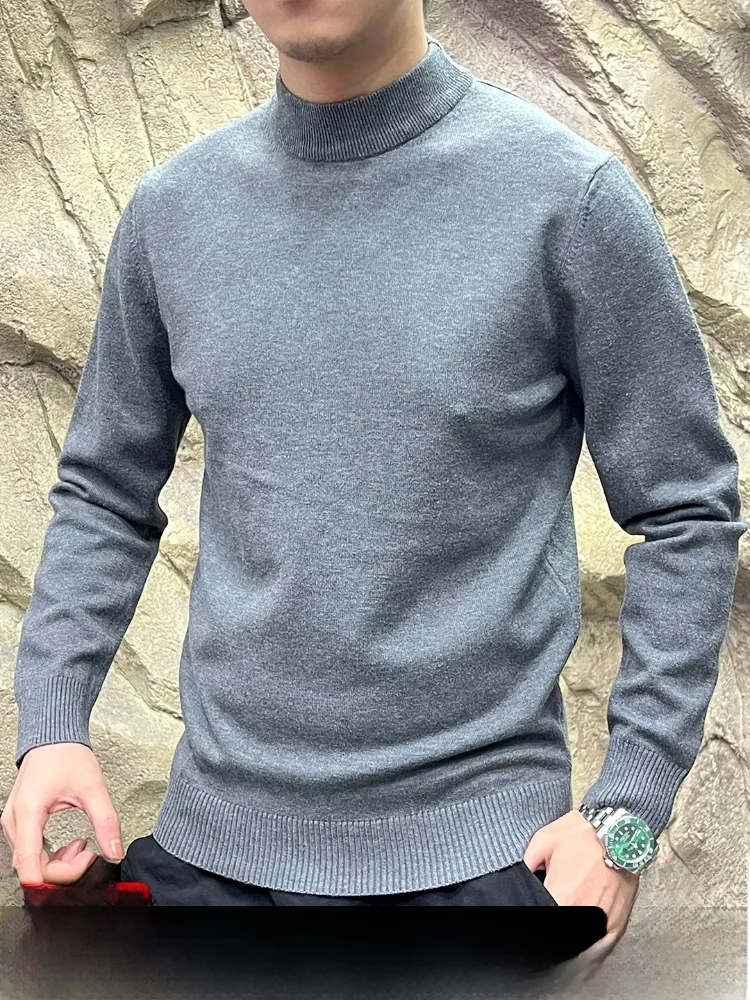 

Italian Sle Wool Blend High Ne Knitted Sweater Casual Loose Fit Long Sve Comfortable Breathable Men's Autumn Faion