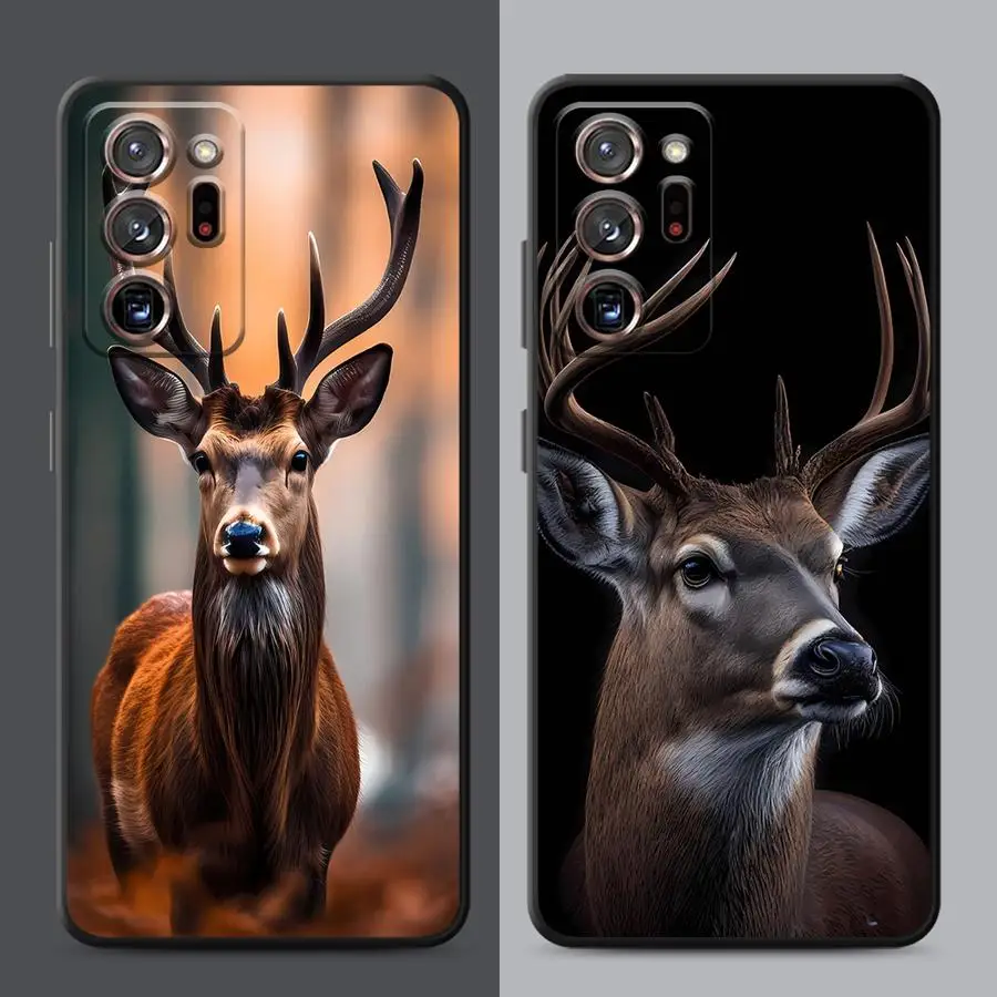 Custodia per Samsung Galaxy Note 9 10 Plus S8 20 Ultra 8 S9 S10 Cover morbida nera per telefono Deep Forest Deer