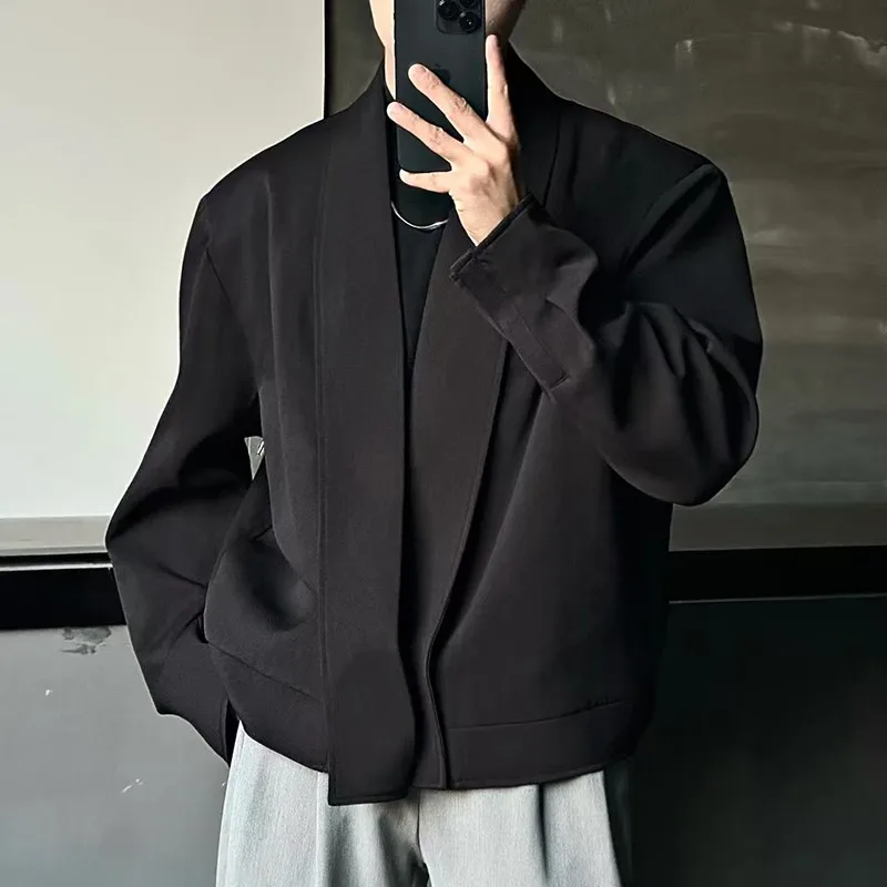 

New Chinese Sle Dao Pao Suit Jaet Men's Spring Autumn Cleanfit High-End ort oulder Pad Western Sle Casual Jaet