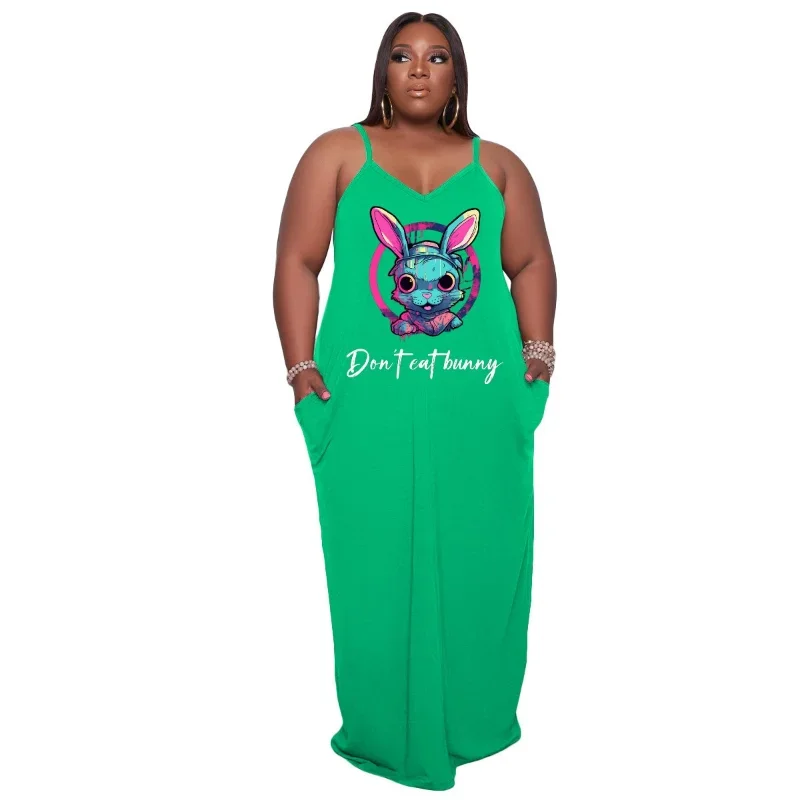 XL-5XL plus size kleider für frauen kleidung 2024 halfter ärmellose sommer sexy strand lässig langes kleid drops hipping