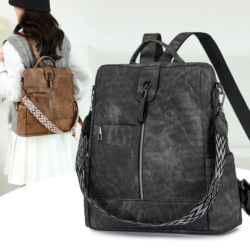 Fashion Anti-theft Backpack Female High Quality Leather Daypack Women Shoulder Bags Designer Ladies Lightweight Travel Rucksack