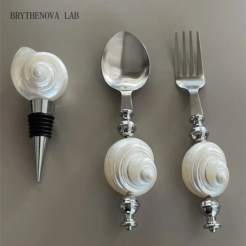 Nature Snail Conch Handle Stainless Steel Forks Spoons Western Knife Style Steak Forks Spoons Knife Tableware