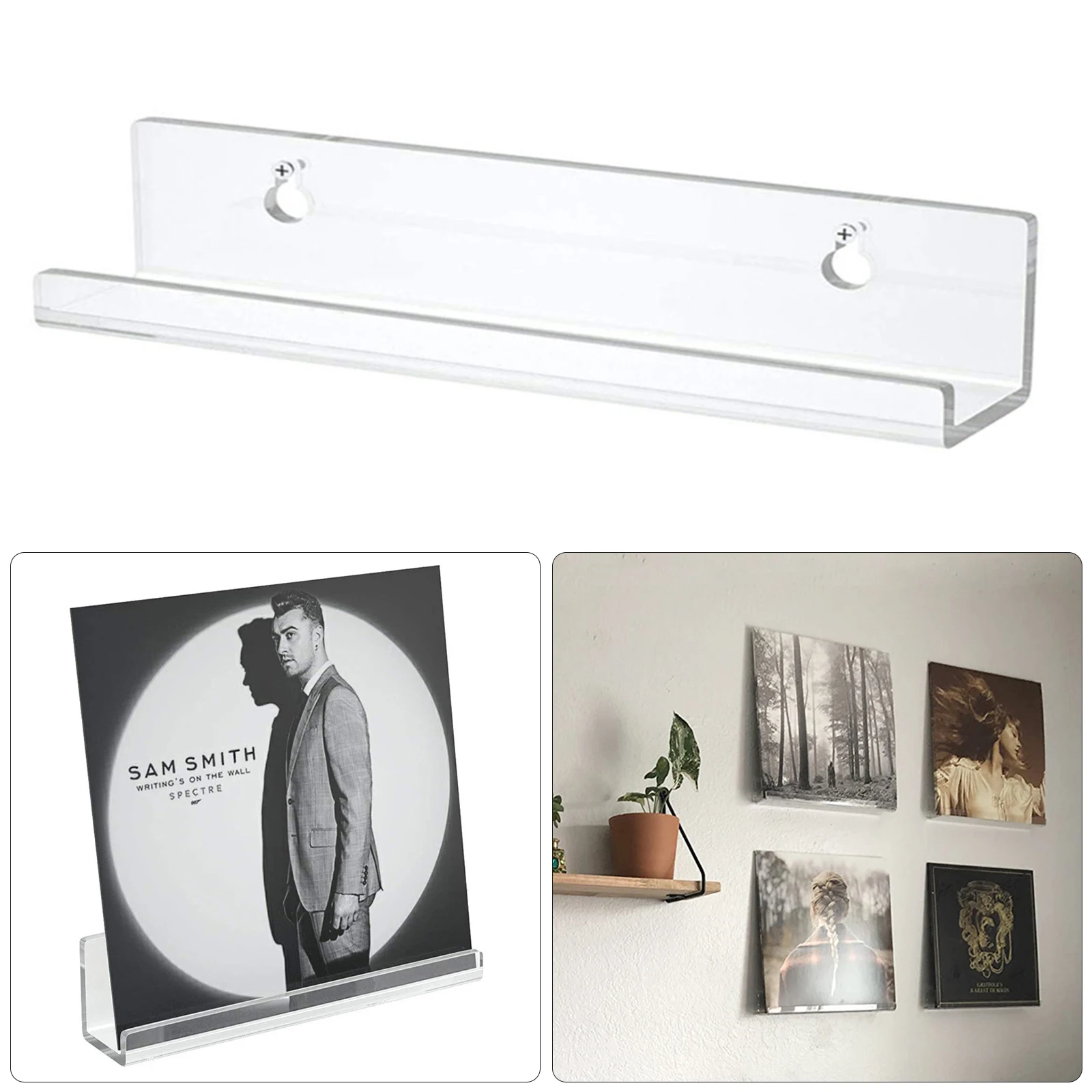 4PCS Acrylic record rack wall mounted album CD display rack wall mounted vinyl record holder 12 inches long 30.5cm (12 inches)