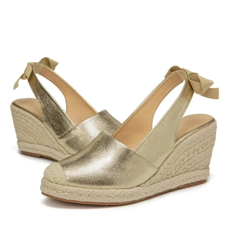 Wedges Sandals For Women Closed Toe Bandage Espadrille Stylish Shoes