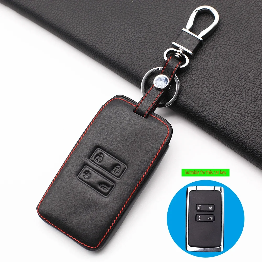 High Quality Leather Key Cover Case For Renault Talisman, Cap149, Space Clio, Megane, Koleos, Scenic 4 Remote Cards Accessories