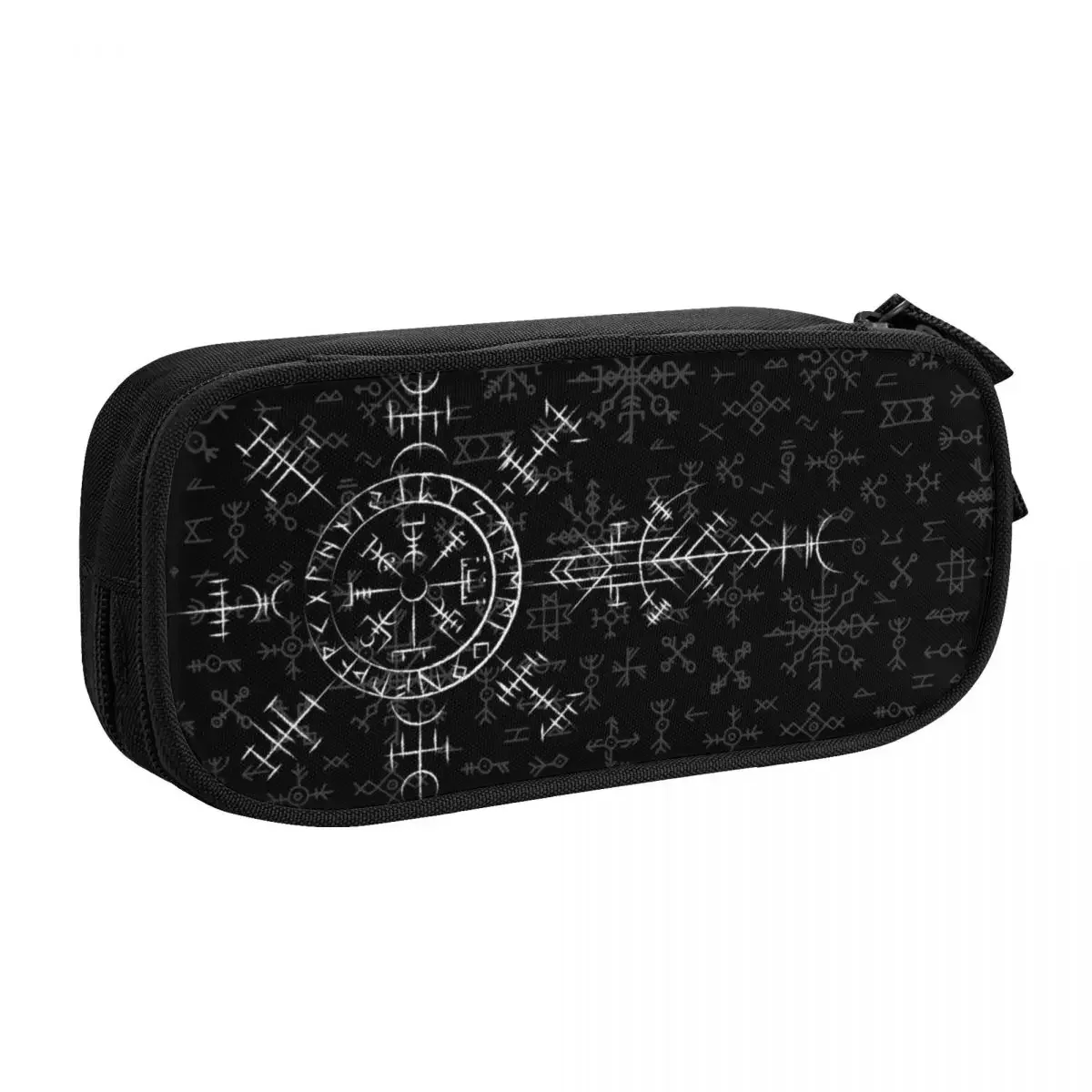 Lucky Charm Kompas Vegvisir Etuis voor Meisjes Jongens Grote Opslag Vikings Valhalla Pen Box Tas Schoolaccessoires