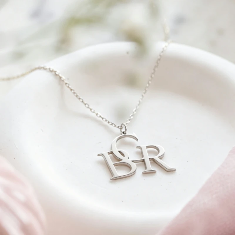 Custom Intertwined Initial Necklace for Women, Vintage Style