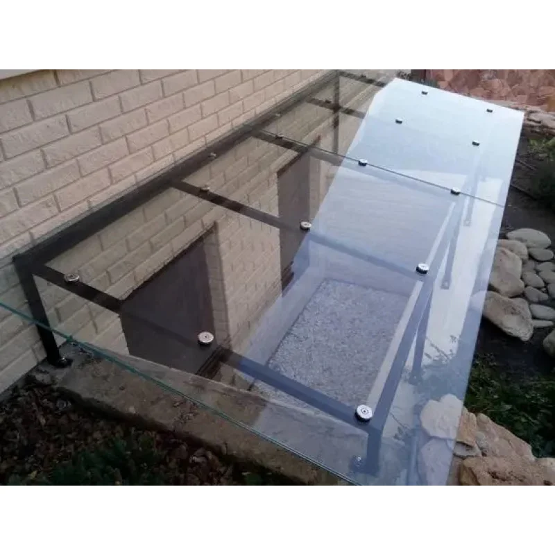 custom.CBMMART High Quality Modern Glass Canopy Hotel Front Door Steel Aluminum Tempered Glass Canopy view 5