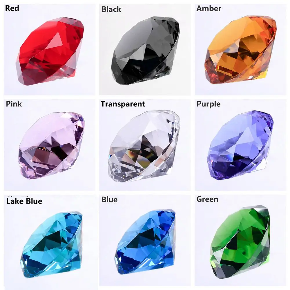 2Pcs 30mm Colors Cut Glass Crystal Diamond Shaped Paperweight Decor Gemstone Diy Jewelry Craft Wedding Christmas Ornament Gifts