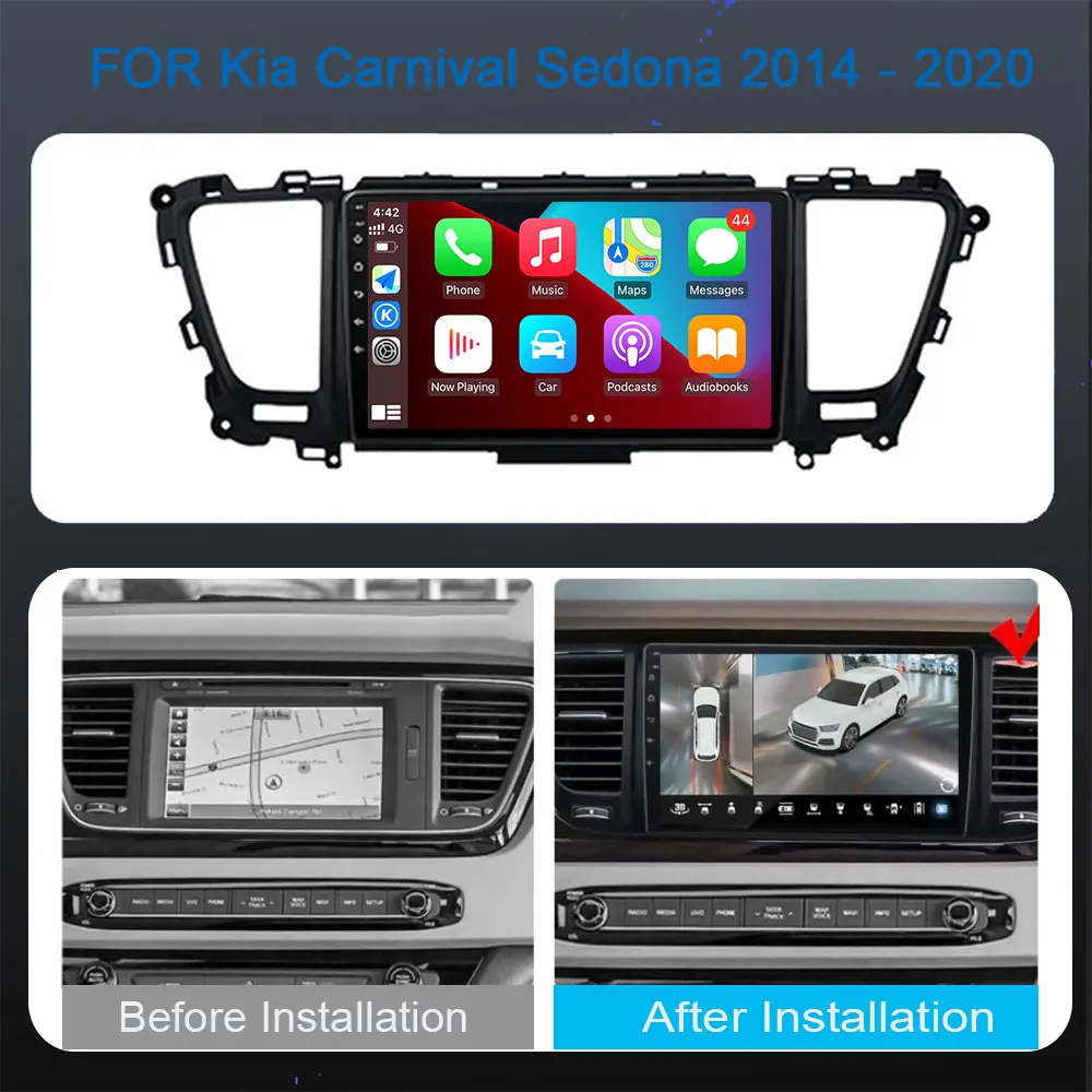 Car Radio Multimedia Video Player  Android 14 For Kia Carnival Sedona 2014 - 2020 2din Navigation Monitor TV GPS 2 Din RDS DVD