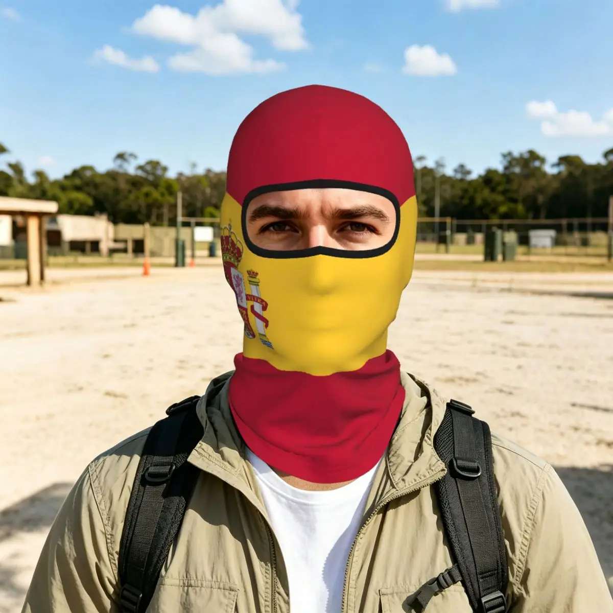 

Spain Flag Outdoor Cool Sunscreen Motorcycle Face Mask Moto Biker Wind Cap Mask Stopper Windproof Bicycle Cycling Headgear