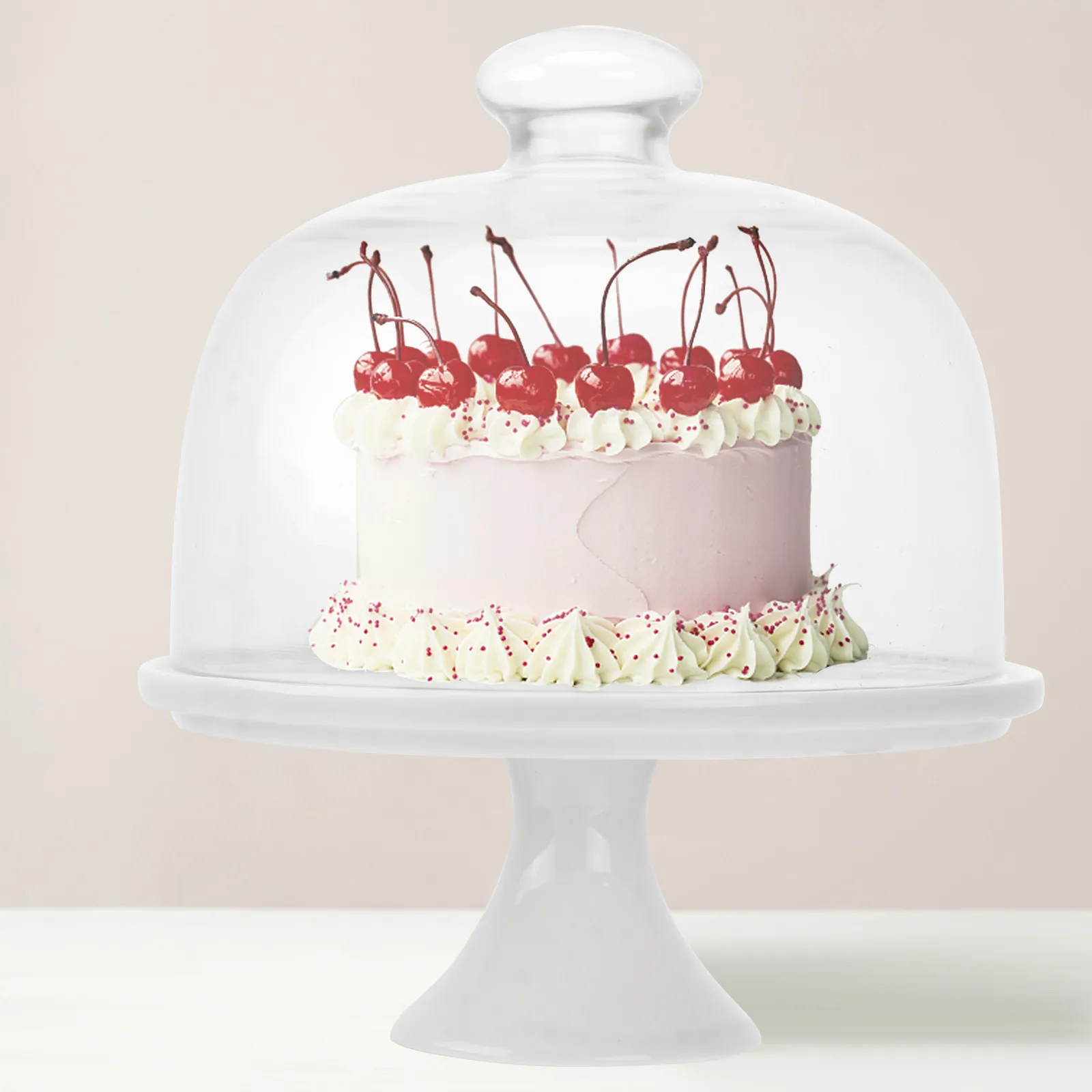 1Set Ceramic Cake Tray with Glass Lid Food Grade Dessert Plate Cover Kit Dust Proof Resistant Stylish Nordic Design