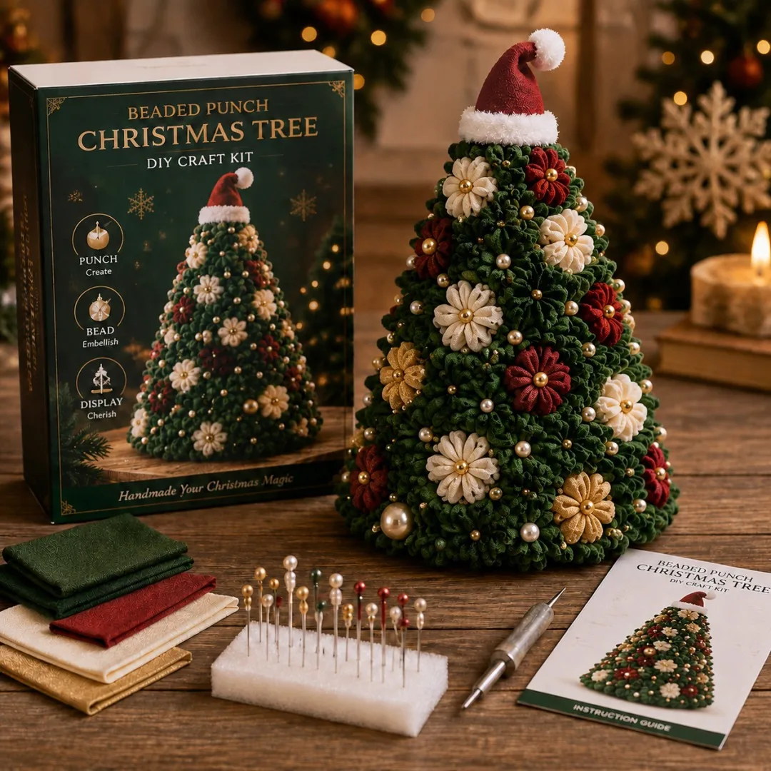 New DIY Christmas Tree Craft Handmade Material Kit 3D Festive Desktop Ornament Home Christmas Decoration Holiday Gift Set