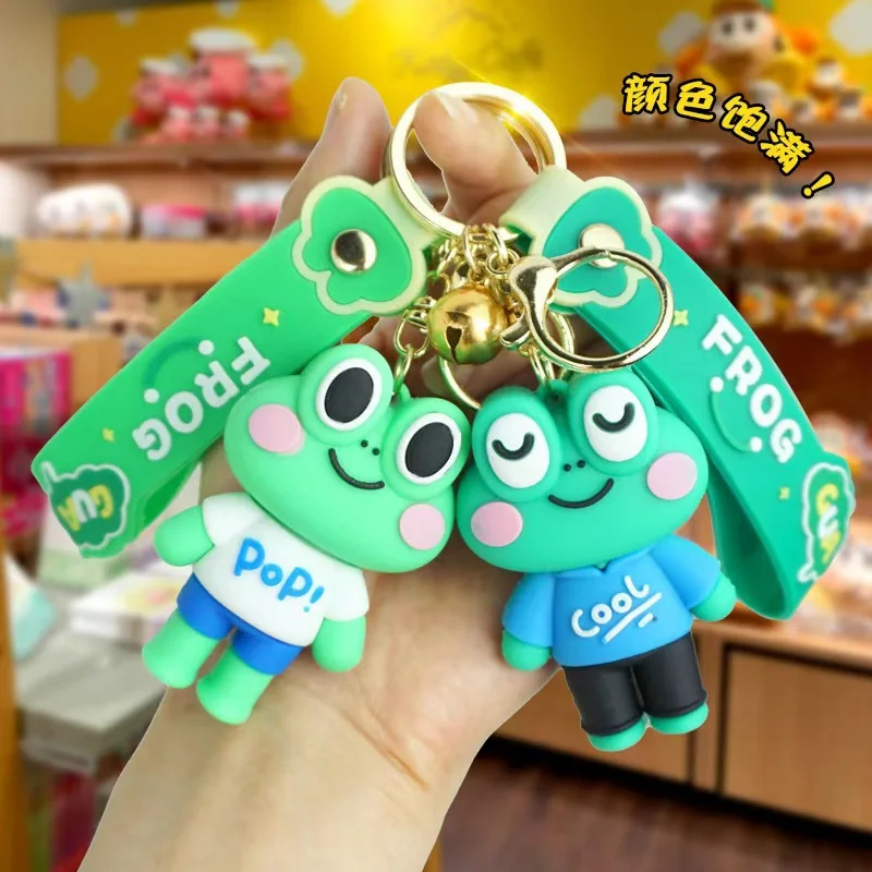 MINISO Cute Four Color Big Eyes Frog Cartoon Doll Keychain 3D Creative Trendy Play Small Pendant Children's Gift Pendant