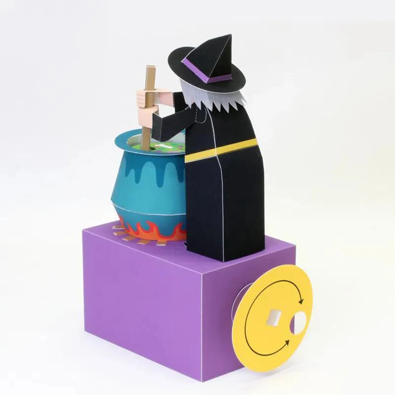 Machine origami Halloween witch holiday gifts assembled three-dimensional handmade paper model DIY handmade