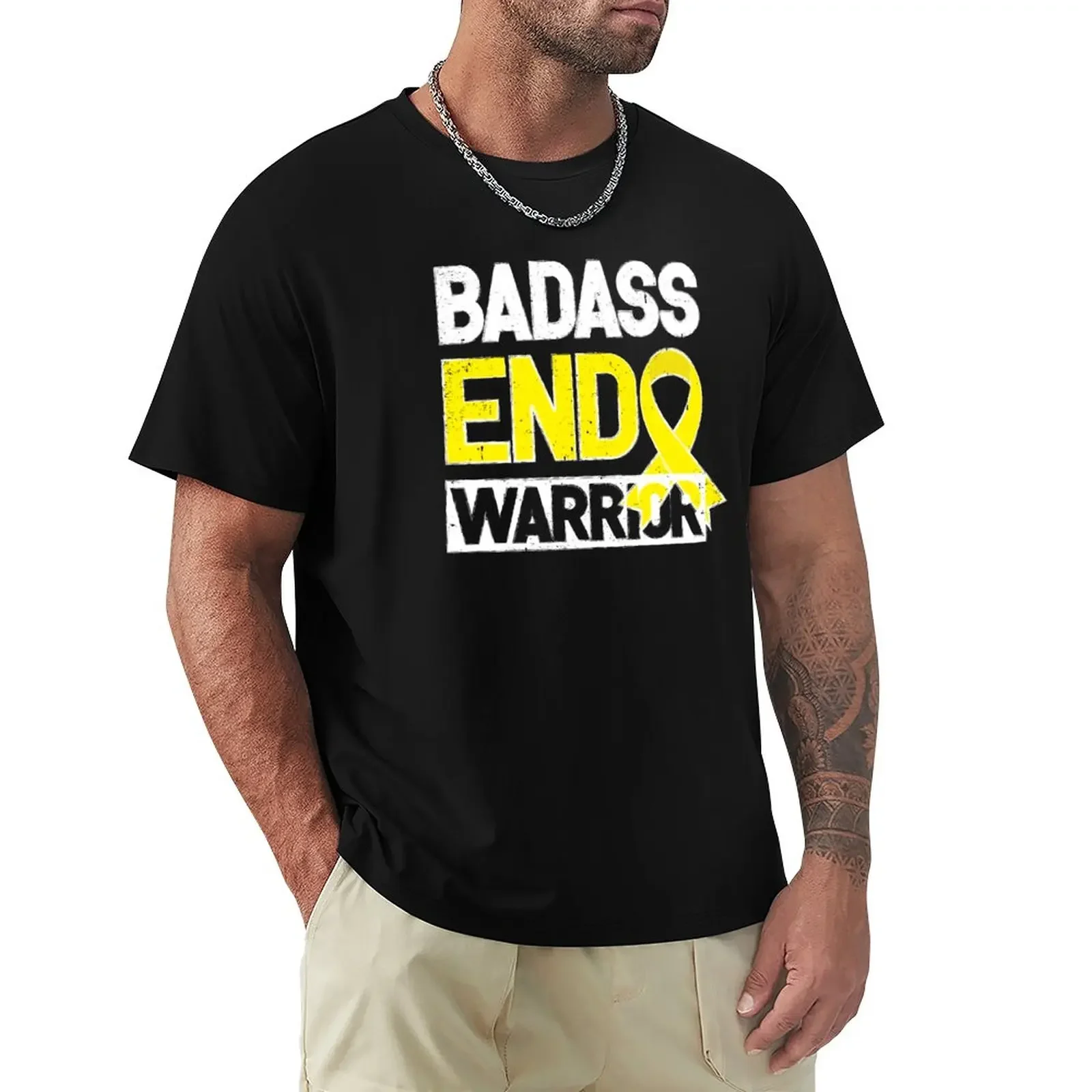 Badass Endo Warrior Endometriosis Awareness T-Shirt plus sizes oversizeds t shirts for men cotton