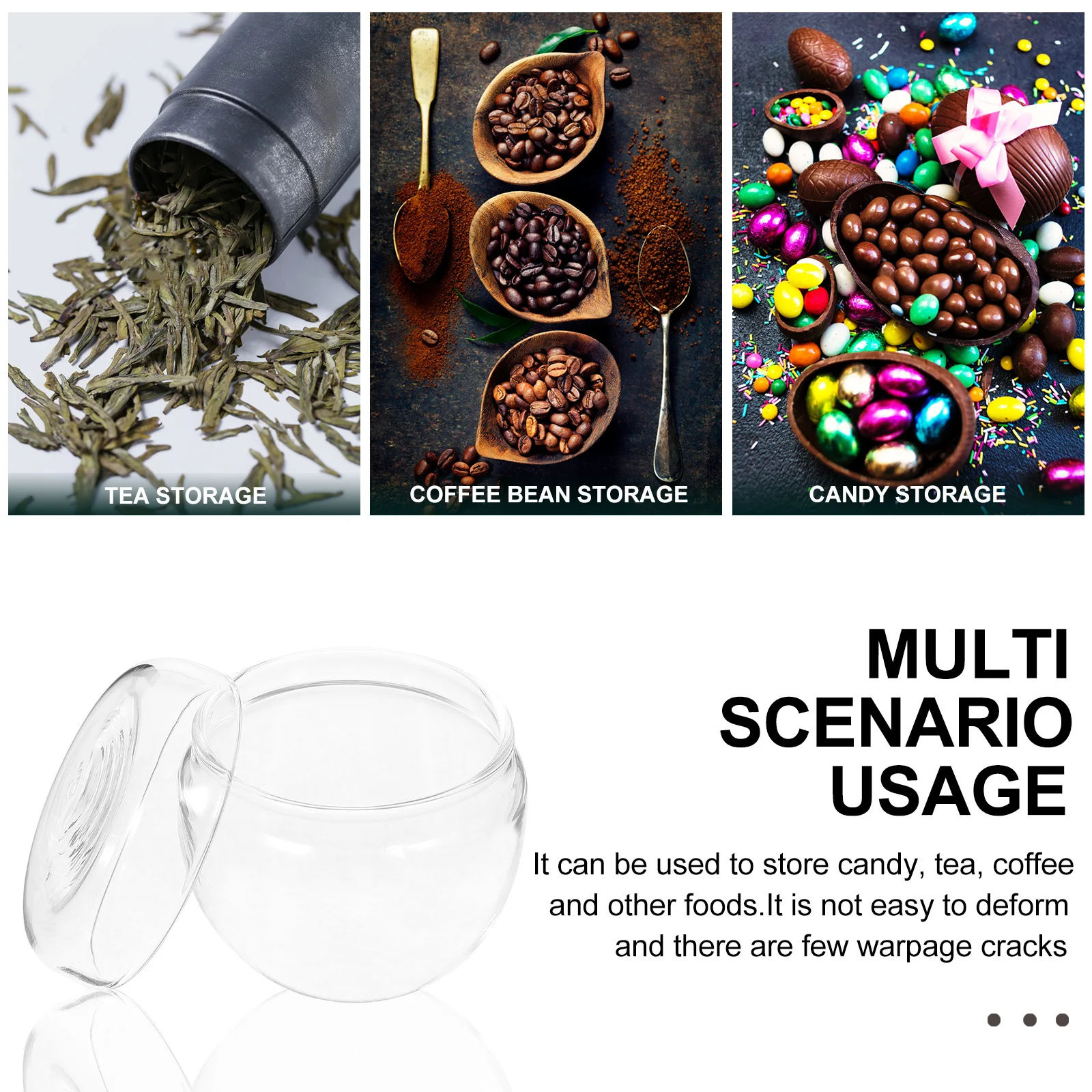 

Glass Tea Storage Canister Home Kitchen Multi-Function Jar for Tea Leaves Candy Rice Sugar Flour Baking Powder Glass